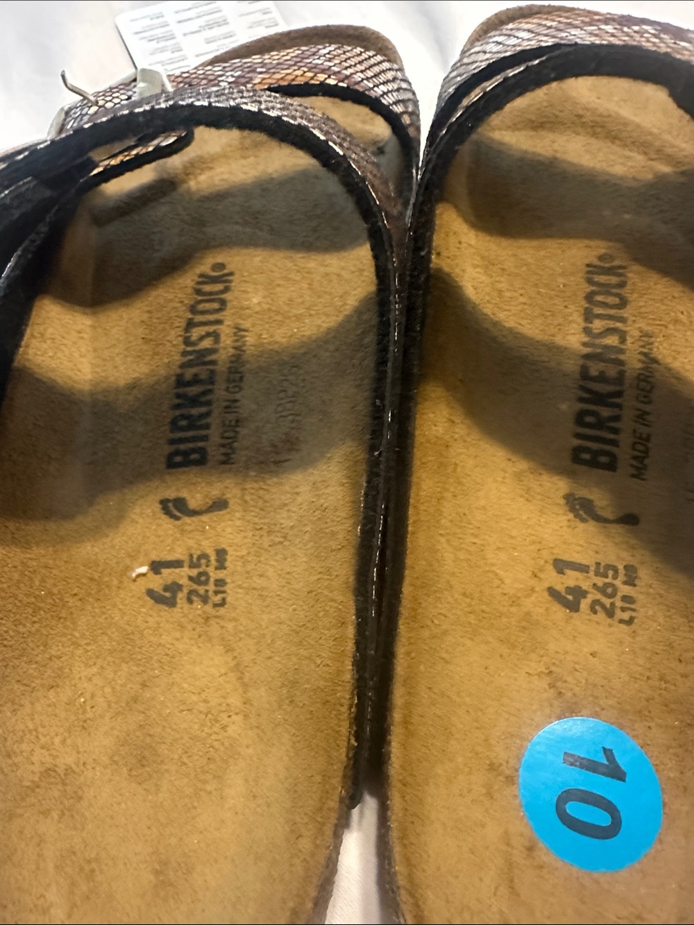 Birkenstock Arizona Two-Strap Sandals Brown Snake-Print Pattern - Picture 7 of 7